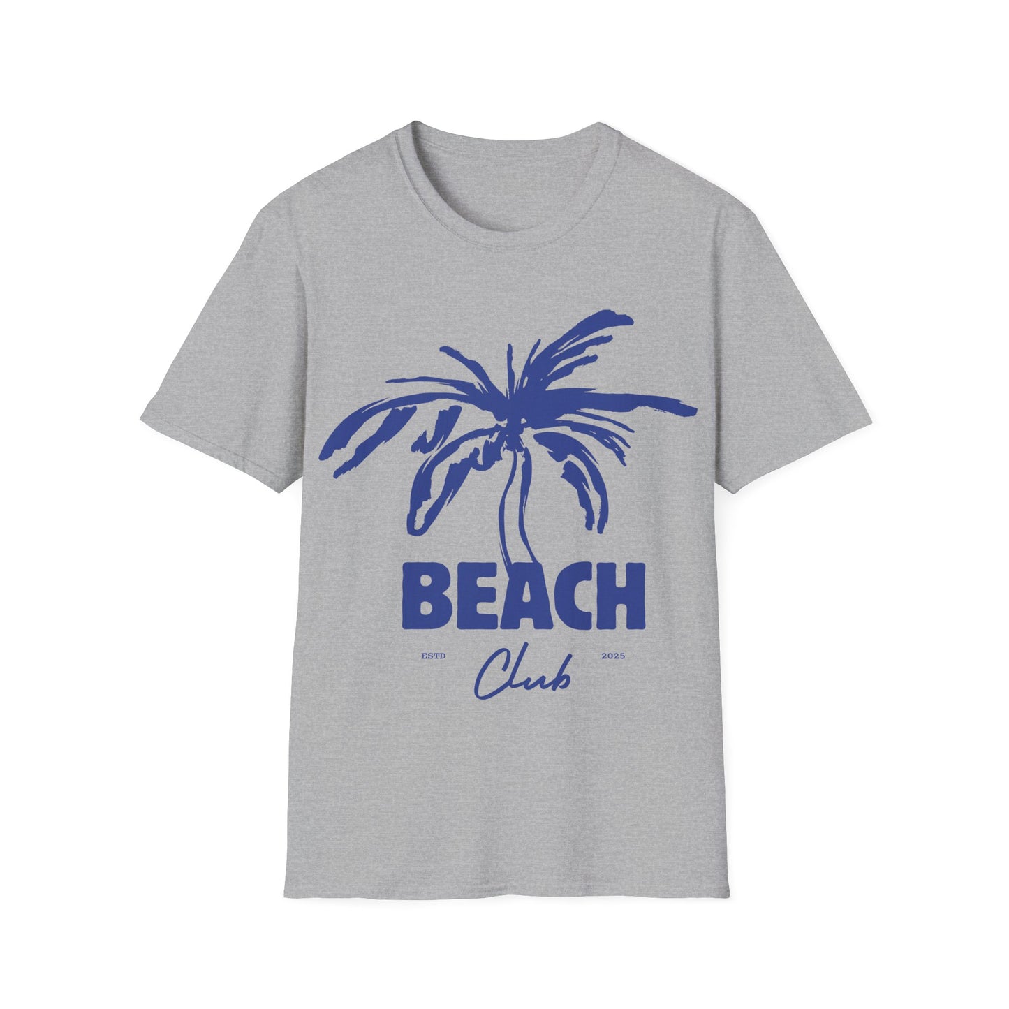 Beach Club Emblem: Coastal Minimalist Design, Dynamic Palm Tree Logo - Unisex Graphic Tee