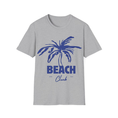 Beach Club Emblem: Coastal Minimalist Design, Dynamic Palm Tree Logo - Unisex Graphic Tee