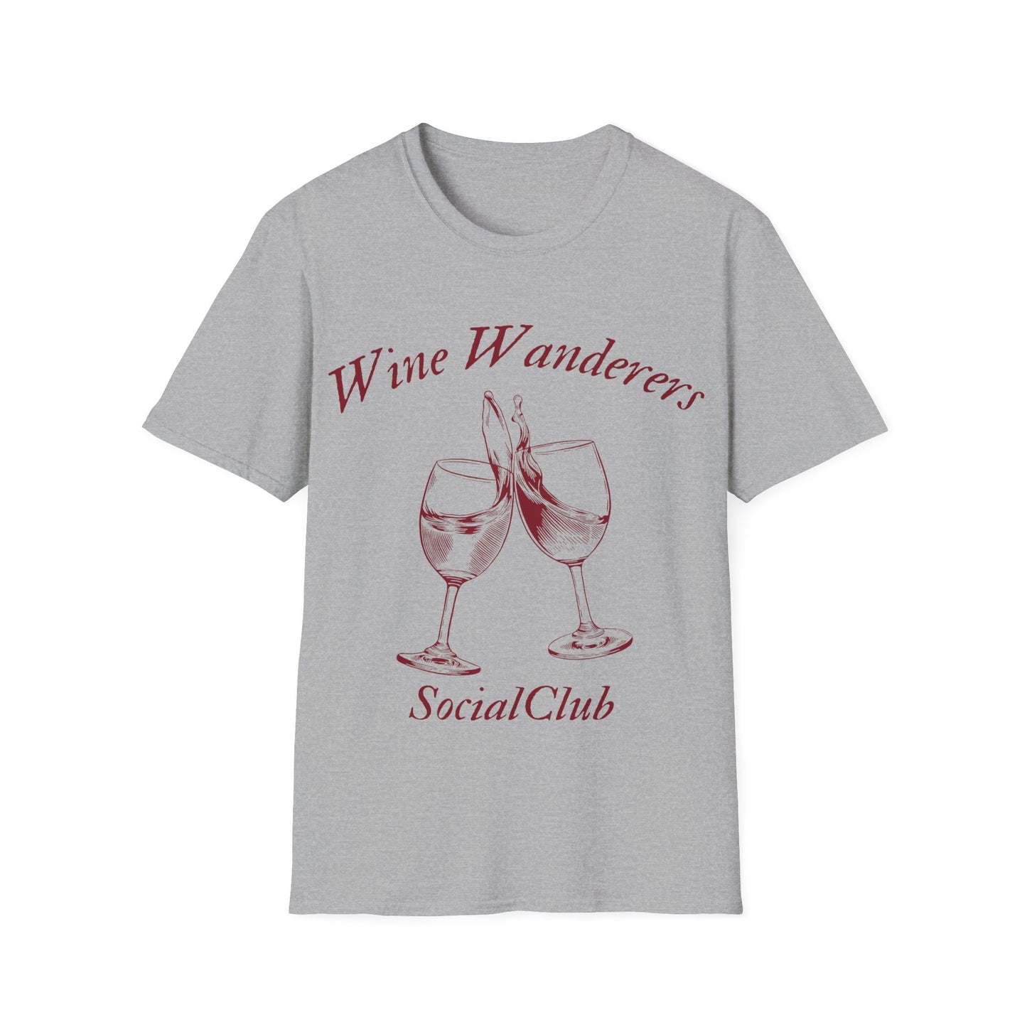 Wine Wanderers Social Club: Vintage Etched Glasses, Elegant Graphic Design - Unisex Graphic Tee