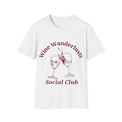 Wine Wanderlusts Social Club: Vintage Etching Logo Design, Wine Glass Emblem - Unisex Graphic Tee
