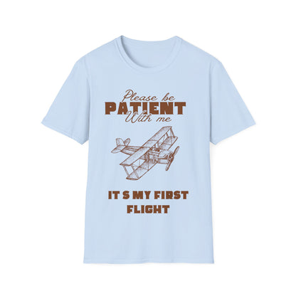 First Flight Jitters: Vintage Aviation Poster, Retro Graphic Design Typography - Unisex Graphic Tee