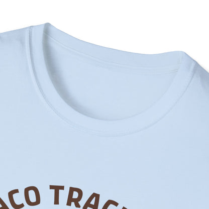 Taco Trackers Club: Vintage Mascot Logo, Retro Halftone Graphic Design - Unisex Graphic Tee