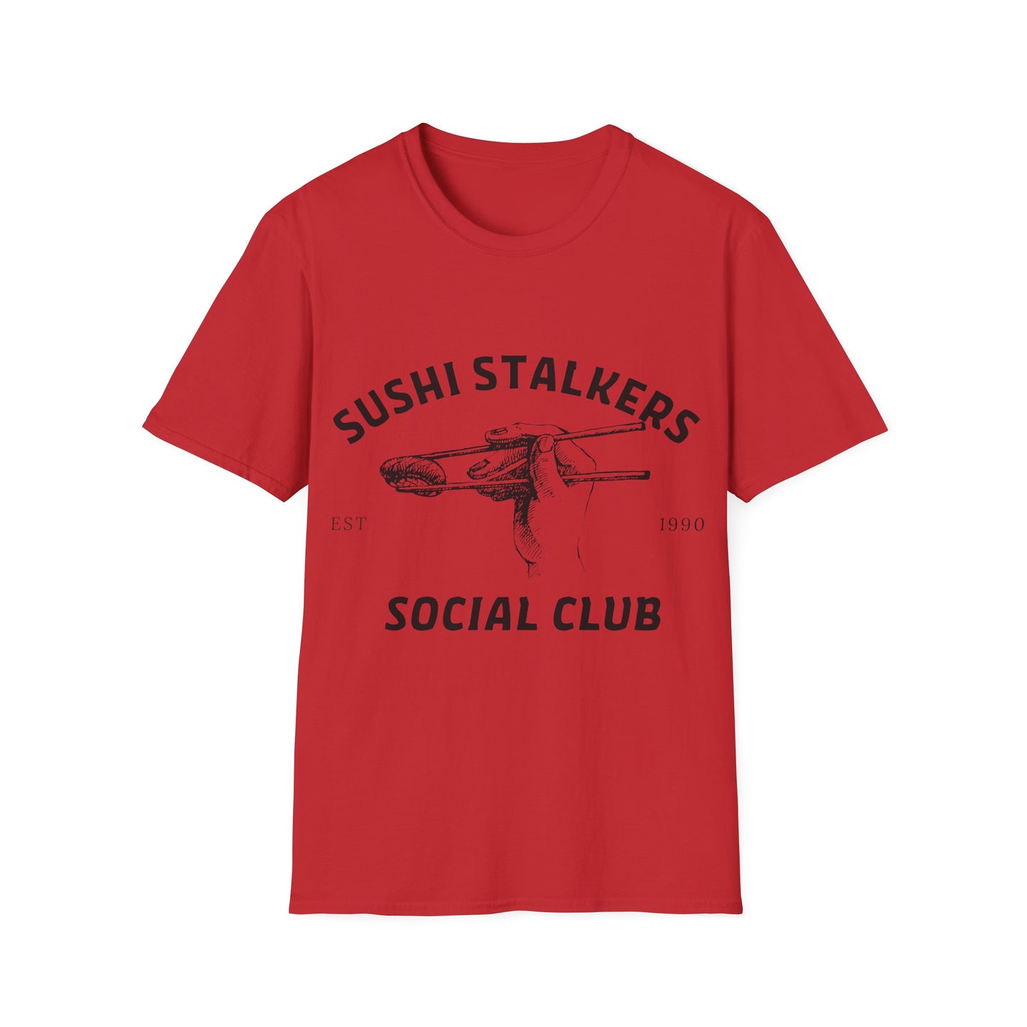 Sushi Stalkers Social Club: Vintage Chopsticks Graphic, Retro Culinary Design - Unisex Graphic Tee