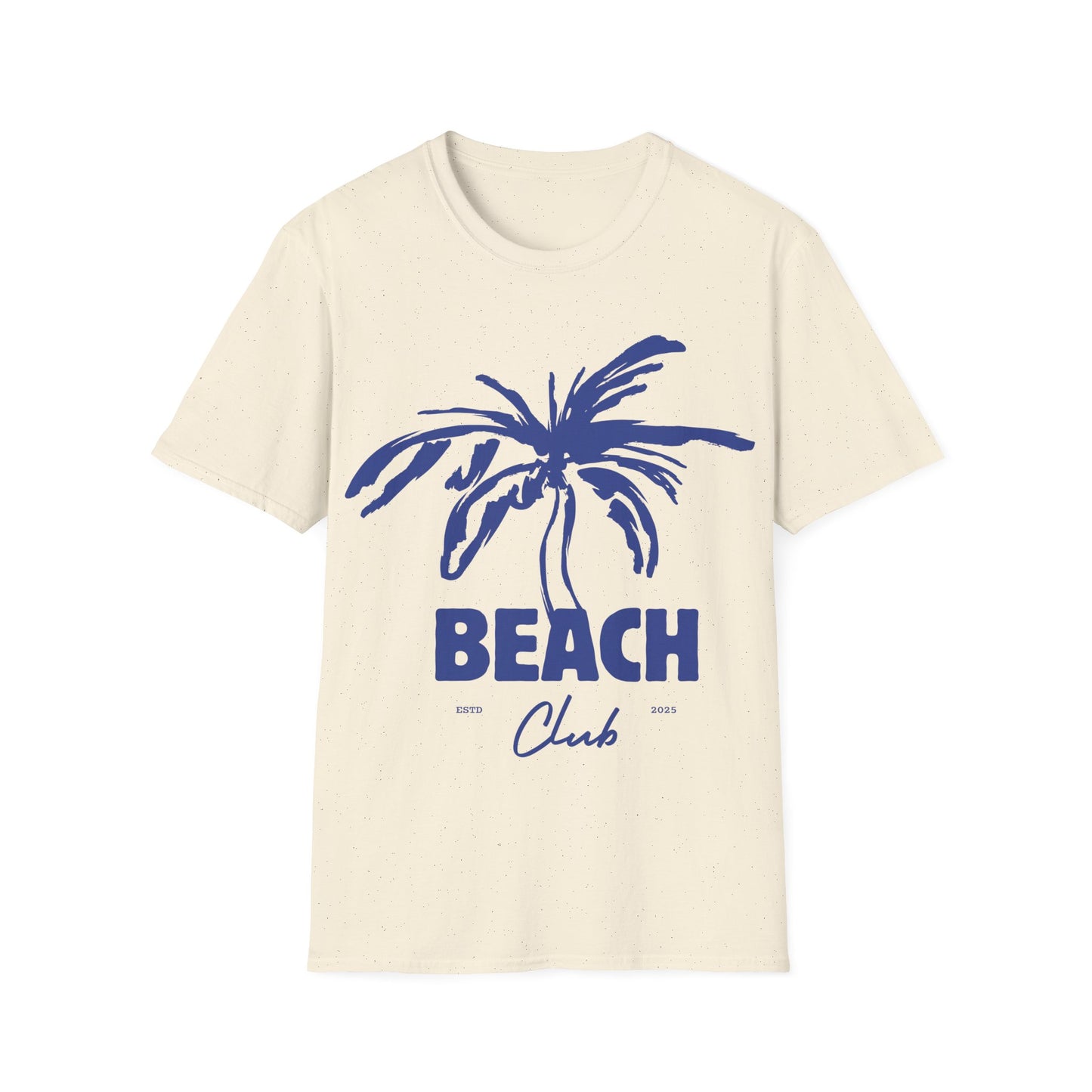 Beach Club Emblem: Coastal Minimalist Design, Dynamic Palm Tree Logo - Unisex Graphic Tee