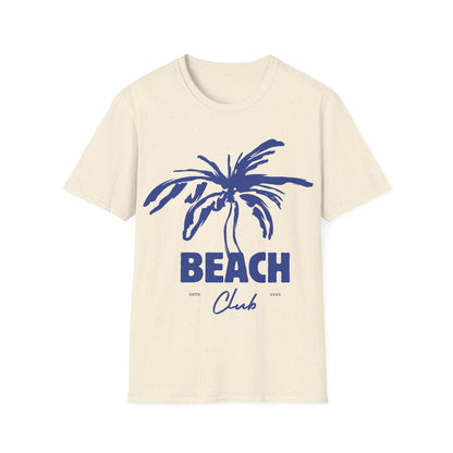 Beach Club Emblem: Coastal Minimalist Design, Dynamic Palm Tree Logo - Unisex Graphic Tee