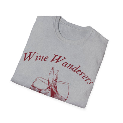 Wine Wanderers Social Club: Vintage Etched Glasses, Elegant Graphic Design - Unisex Graphic Tee