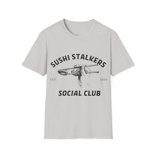 Sushi Stalkers Social Club: Vintage Chopsticks Graphic, Retro Culinary Design - Unisex Graphic Tee