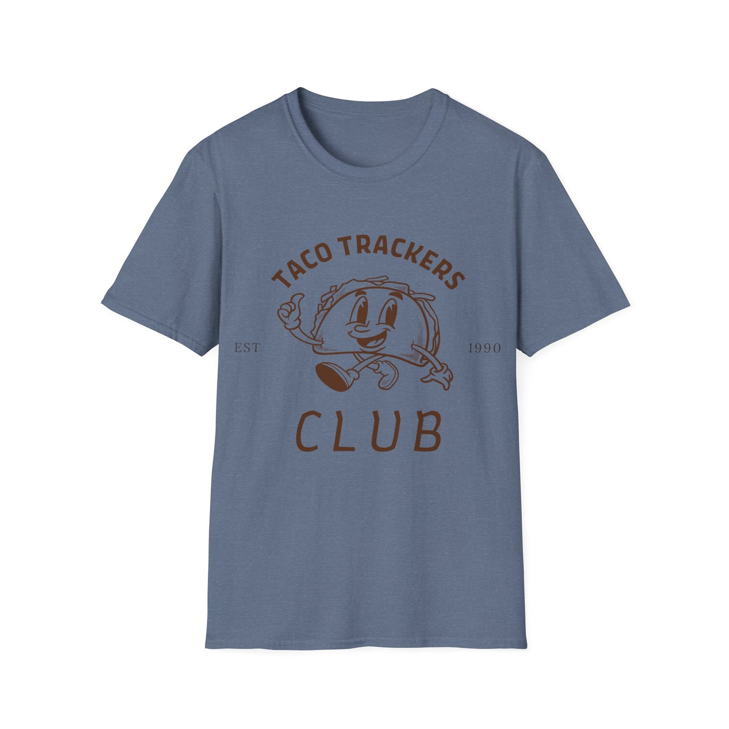 Taco Trackers Club: Vintage Mascot Logo, Retro Halftone Graphic Design - Unisex Graphic Tee