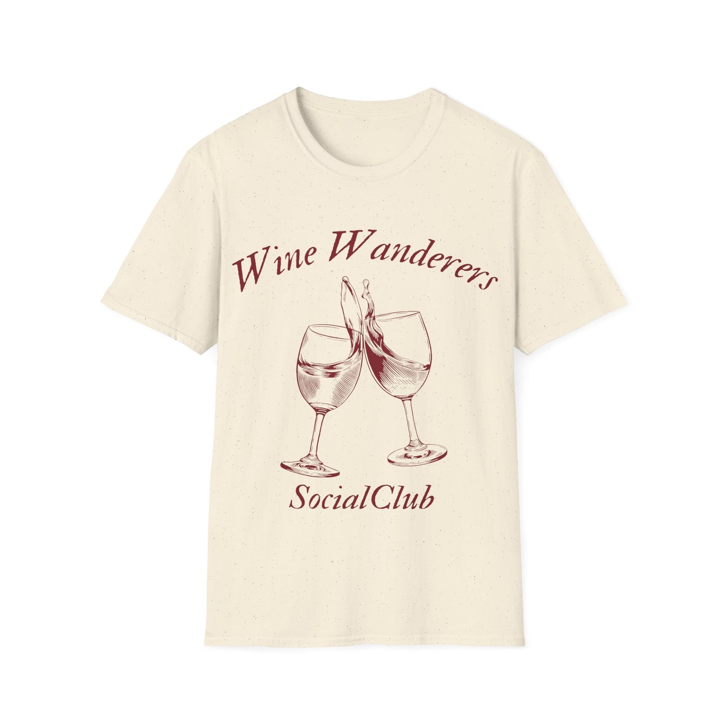 Wine Wanderers Social Club: Vintage Etched Glasses, Elegant Graphic Design - Unisex Graphic Tee