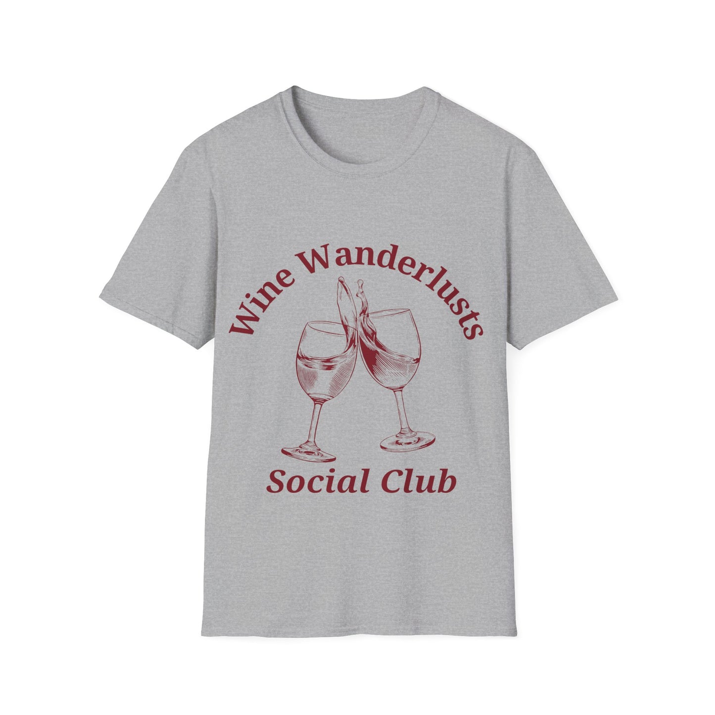 Wine Wanderlusts Social Club: Vintage Etching Logo Design, Wine Glass Emblem - Unisex Graphic Tee