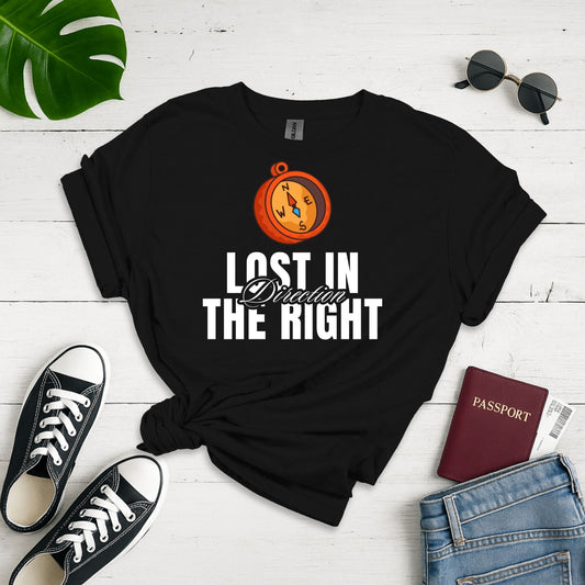 Unisex Adventure T-Shirt, Lost In Direction Tee for Travelers, Explorer Gift, Casual Wear, Inspirational Apparel