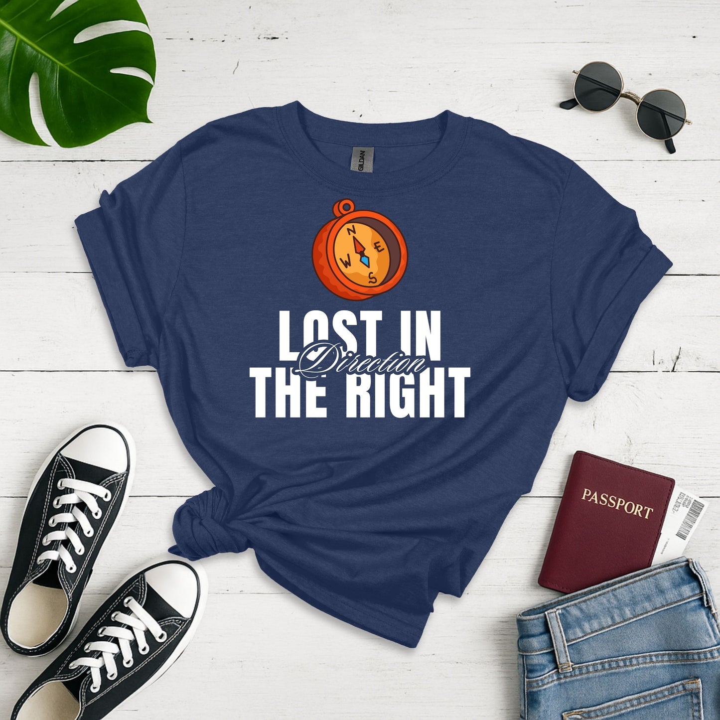 Unisex Adventure T-Shirt, Lost In Direction Tee for Travelers, Explorer Gift, Casual Wear, Inspirational Apparel