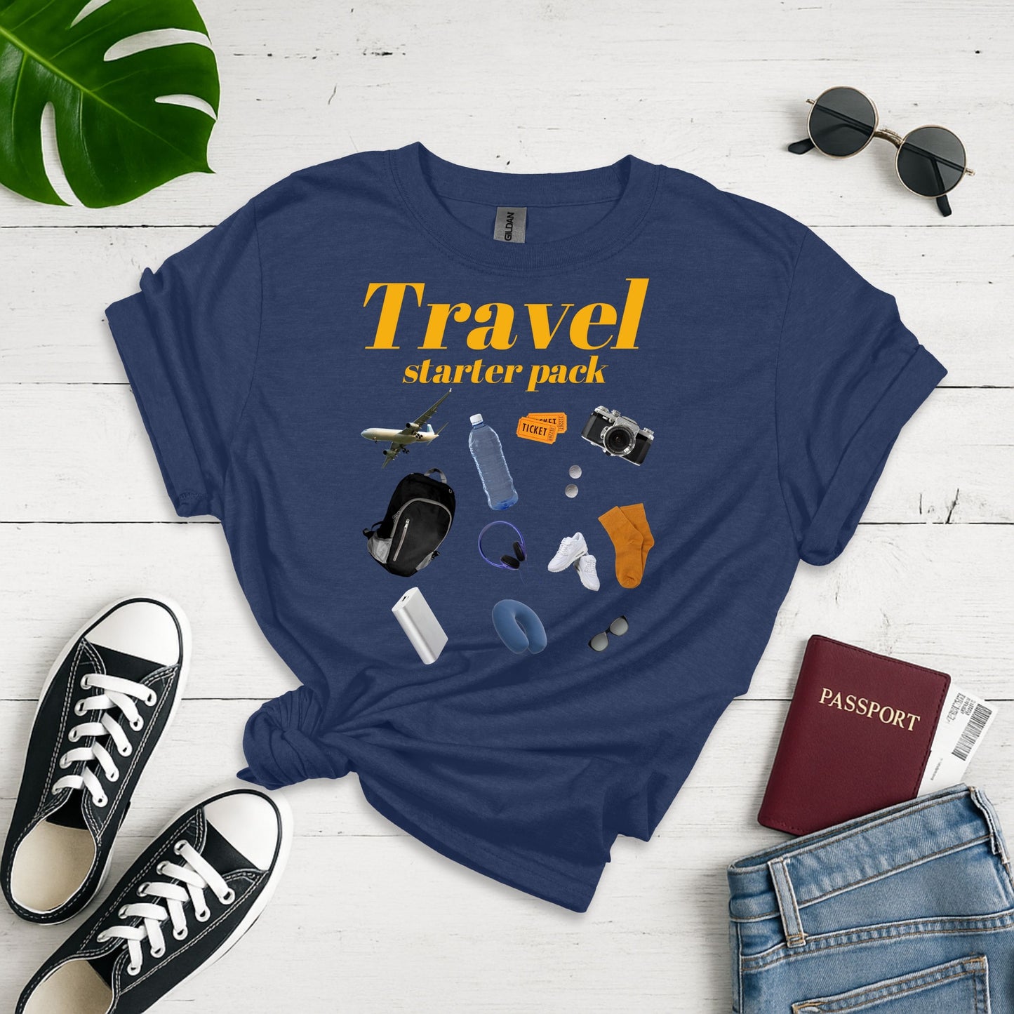 Travel Starter Pack: Essential Gear for Globetrotters, Meme-Style Graphic Design - Unisex Graphic Tee