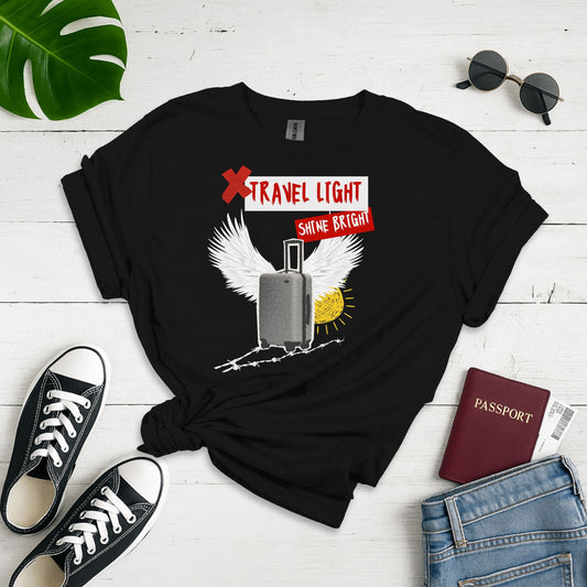 Winged Journey: Graphic Design Travel Poster, Halftone Inspirational Art - Unisex Graphic Tee