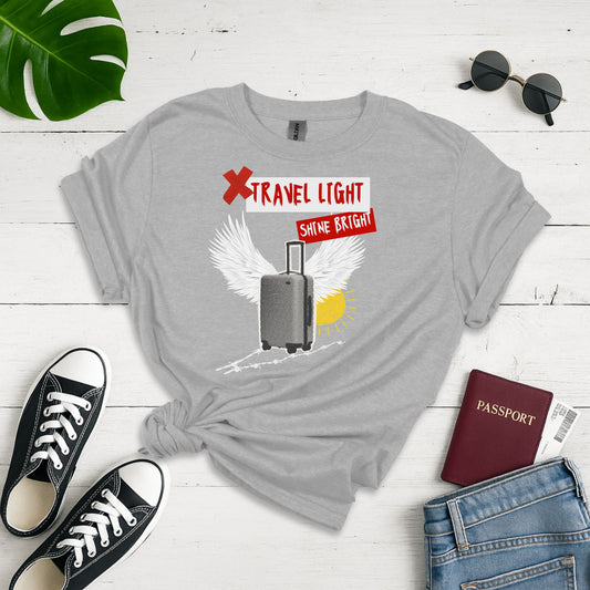 Winged Journey: Graphic Design Travel Poster, Halftone Inspirational Art - Unisex Graphic Tee