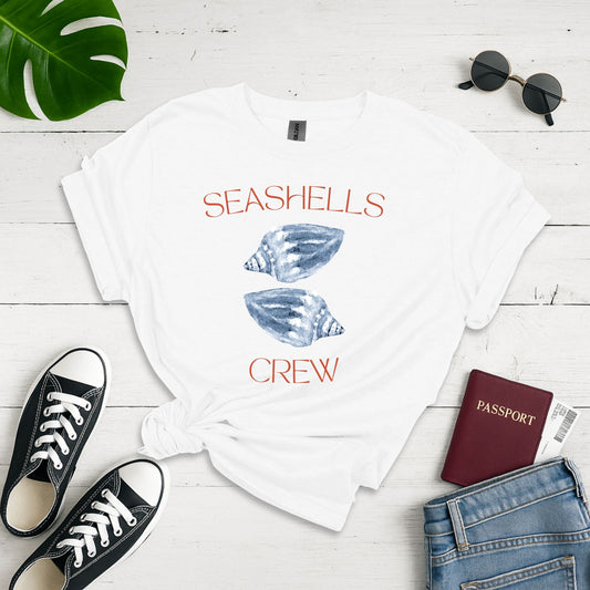 Seashell Crew: Marine Morphology Study, Watercolor Botanical Illustration - Unisex Graphic Tee