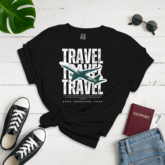 Urban Wanderlust: Typography-Driven Travel Design, Streetwear Graphic Art - Unisex Graphic Tee