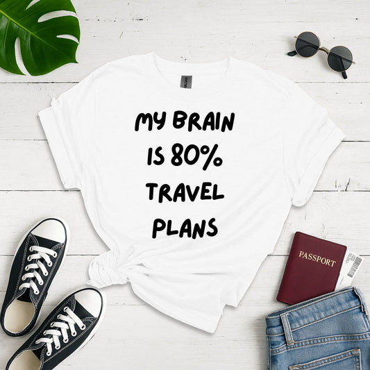 Travel Brain: Wanderlust Bandwidth, Typographic Humor - Unisex Graphic Tee