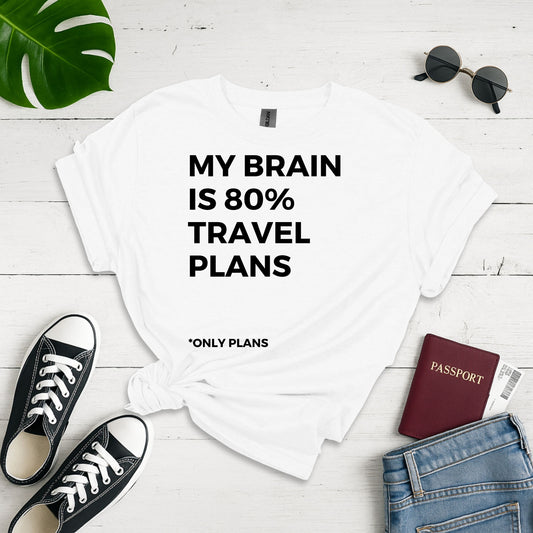 Travel Brain Daydreams: Typography-Focused Humor, Minimalist Travel Planning Graphic - Unisex Graphic Tee