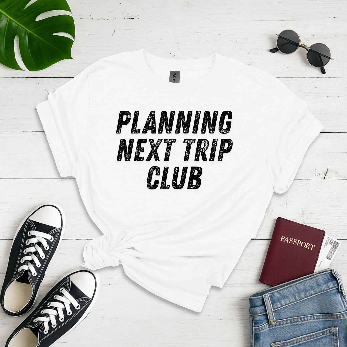 Planning Next Trip Club: Vintage Typography Design, Distressed Travel Art - Unisex Graphic Tee