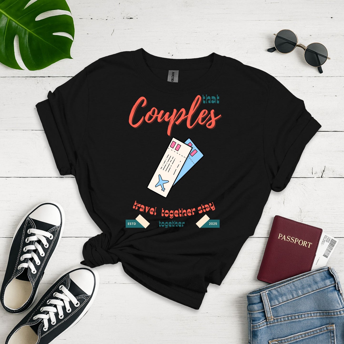 Wanderlust Together: Couples Travel  Unisex Graphic Tee