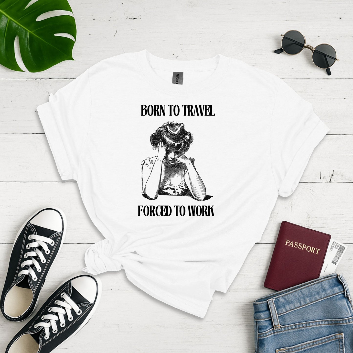 Wanderlust Constrained: Traveler's Burden, Minimalist Work Poster Design - Unisex Graphic Tee