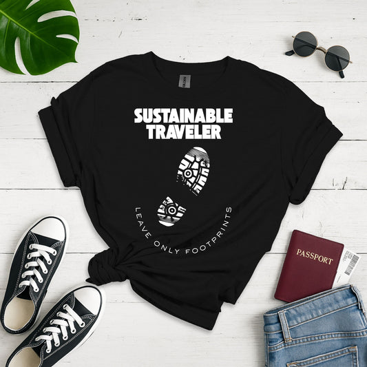 Footprints of Consciousness: Minimalist Travel Poster, Geometric Eco-Design - Unisex Graphic Tee