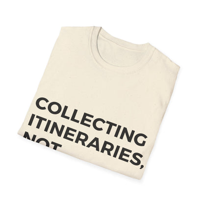 Wanderlust Chronicles: Experiential Travel Typography, Minimalist Design Statement - Unisex Graphic Tee