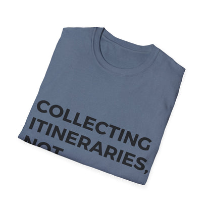 Wanderlust Chronicles: Experiential Travel Typography, Minimalist Design Statement - Unisex Graphic Tee