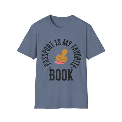 Passport Passion: Graphic Design Typography, Minimalist Book Cover Art - Unisex Graphic Tee