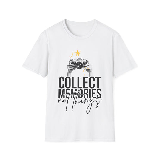 Collect Memories T-Shirt, Unisex Casual Tee, Photography Lover Gift, Travel Shirt, Vintage Camera Style