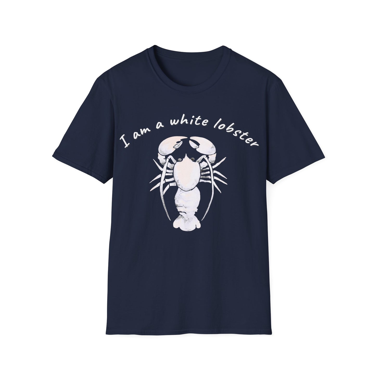 White Lobster Emblem: Minimalist Marine Illustration, Graphic Design Crustacean Portrait - Unisex Graphic Tee