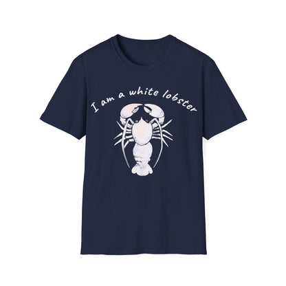 White Lobster Emblem: Minimalist Marine Illustration, Graphic Design Crustacean Portrait - Unisex Graphic Tee