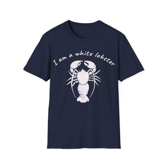 White Lobster Emblem: Minimalist Marine Illustration, Graphic Design Crustacean Portrait - Unisex Graphic Tee