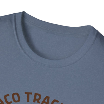 Taco Trackers Club: Vintage Mascot Logo, Retro Halftone Graphic Design - Unisex Graphic Tee
