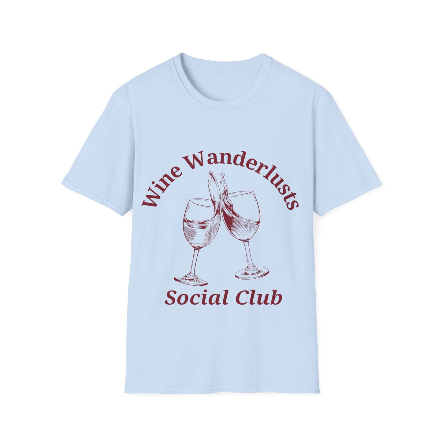 Wine Wanderlusts Social Club: Vintage Etching Logo Design, Wine Glass Emblem - Unisex Graphic Tee