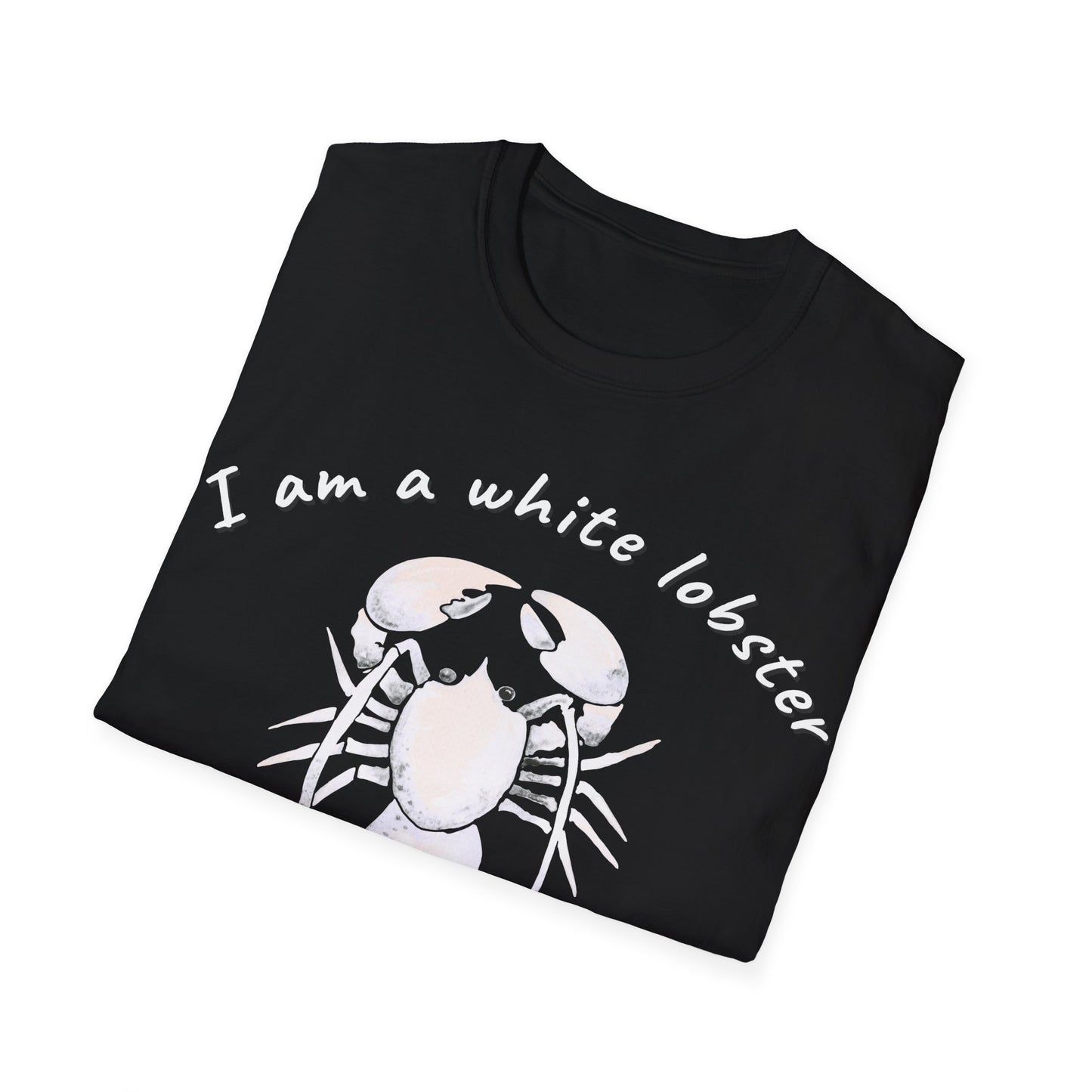 White Lobster Emblem: Minimalist Marine Illustration, Graphic Design Crustacean Portrait - Unisex Graphic Tee