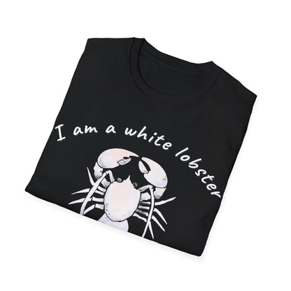 White Lobster Emblem: Minimalist Marine Illustration, Graphic Design Crustacean Portrait - Unisex Graphic Tee