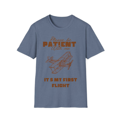 First Flight Jitters: Vintage Aviation Poster, Retro Graphic Design Typography - Unisex Graphic Tee