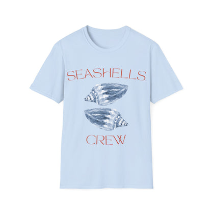 Seashells Crew: Watercolor Marine Design, Organic Shell Illustration - Unisex Graphic Tee