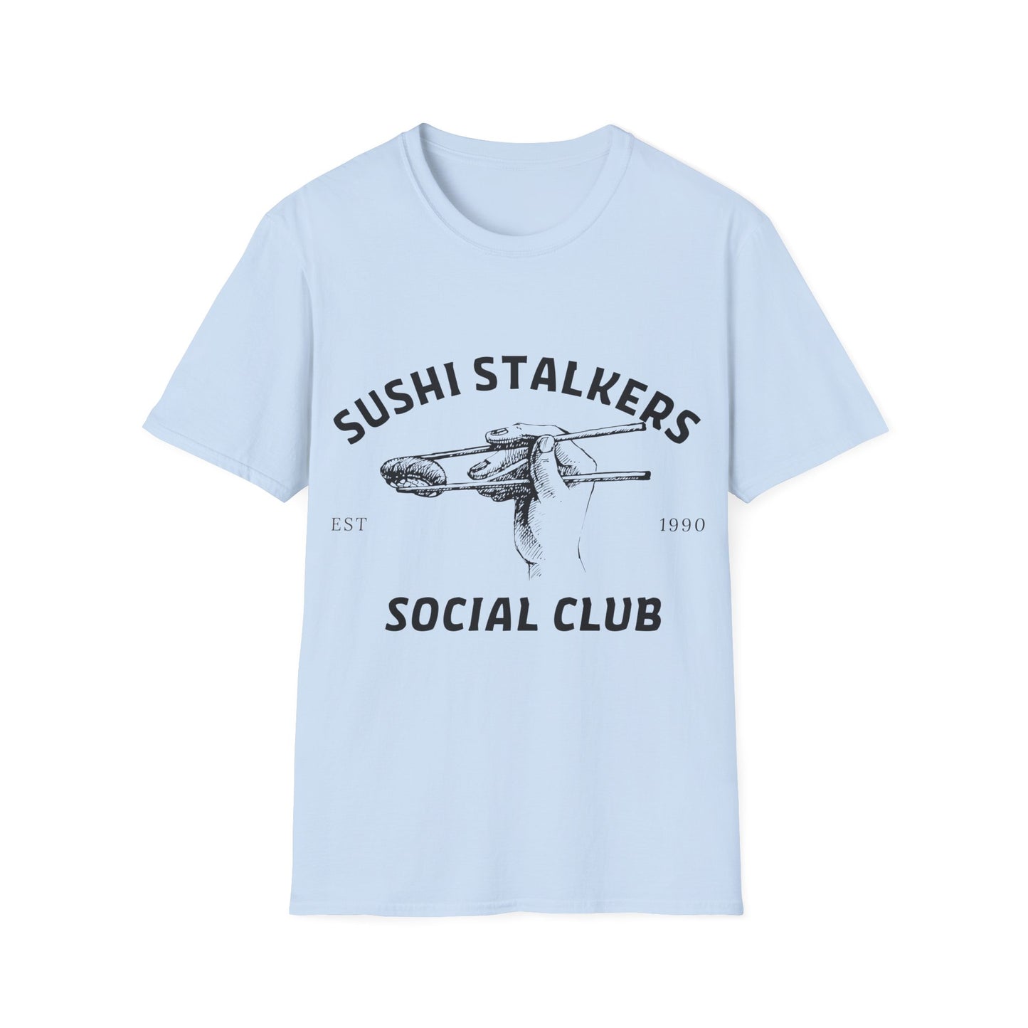 Sushi Stalkers Social Club: Vintage Chopsticks Graphic, Retro Culinary Design - Unisex Graphic Tee
