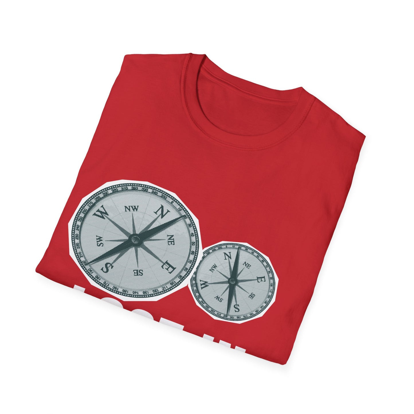Lost in Direction: Vintage Compass Design, Navigational Typography Art - Unisex Graphic Tee