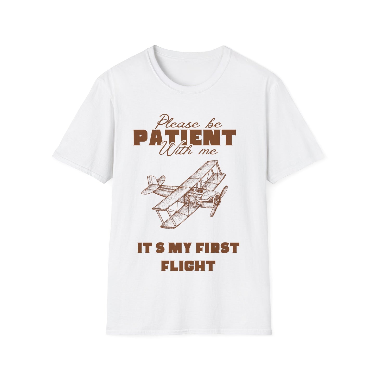 First Flight Jitters: Vintage Aviation Poster, Retro Graphic Design Typography - Unisex Graphic Tee