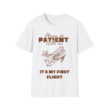 First Flight Jitters: Vintage Aviation Poster, Retro Graphic Design Typography - Unisex Graphic Tee