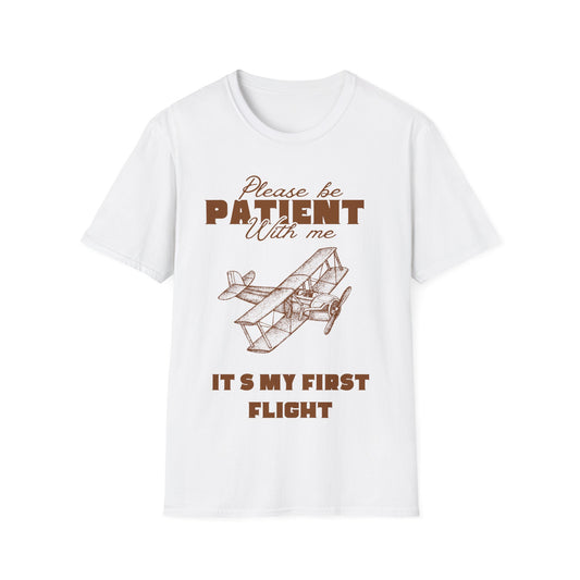 First Flight Jitters: Vintage Aviation Poster, Retro Graphic Design Typography - Unisex Graphic Tee