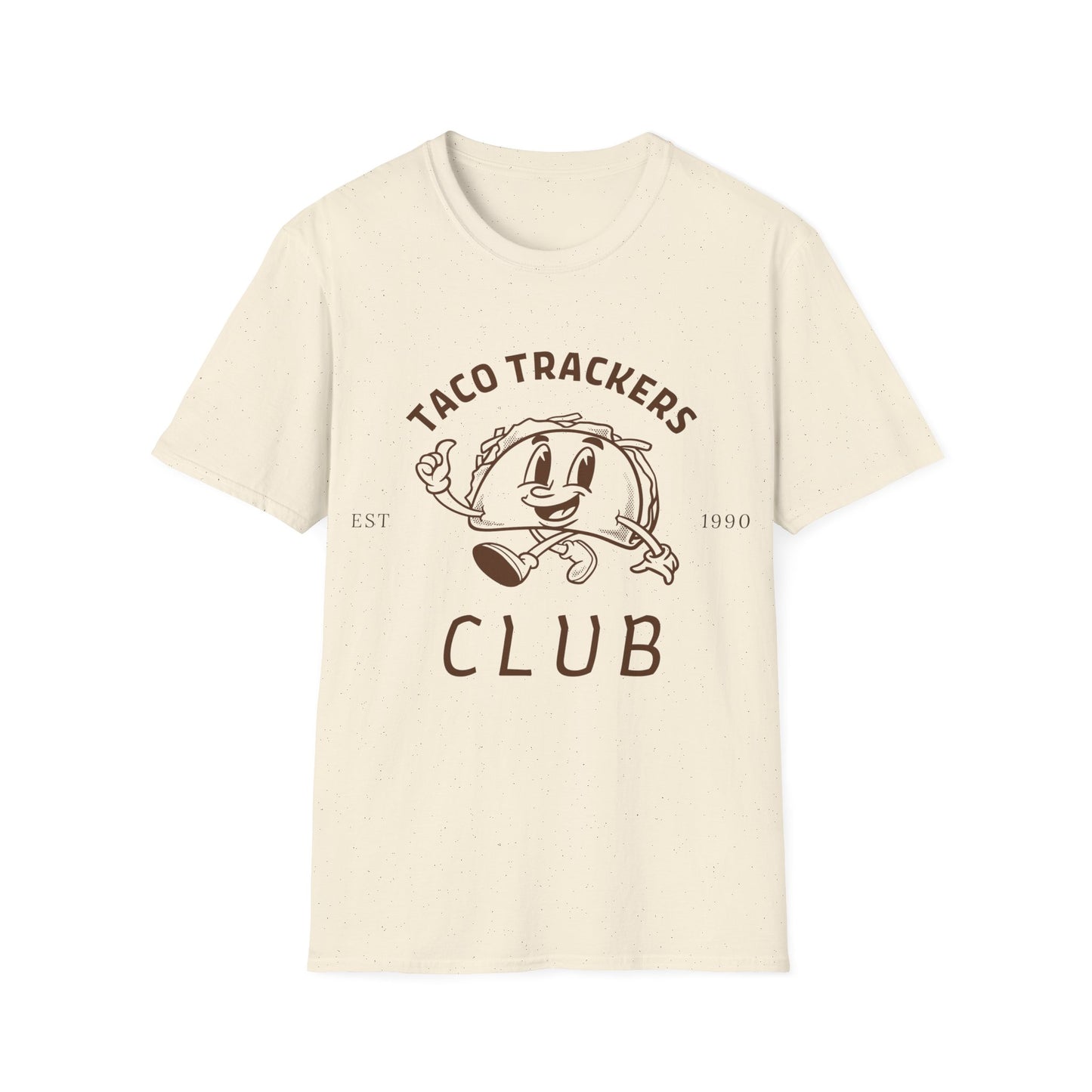 Taco Trackers Club: Vintage Mascot Logo, Retro Halftone Graphic Design - Unisex Graphic Tee
