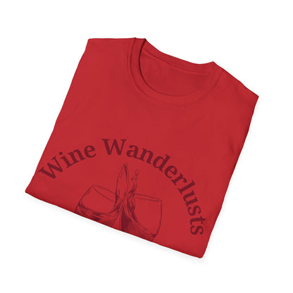 Wine Wanderlusts Social Club: Vintage Etching Logo Design, Wine Glass Emblem - Unisex Graphic Tee