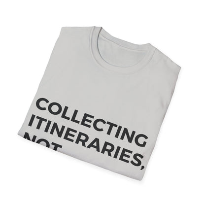 Wanderlust Chronicles: Experiential Travel Typography, Minimalist Design Statement - Unisex Graphic Tee