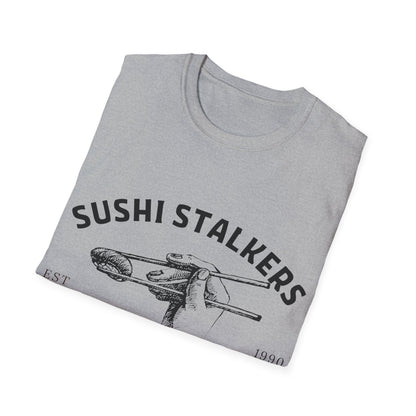Sushi Stalkers Social Club: Vintage Chopsticks Graphic, Retro Culinary Design - Unisex Graphic Tee