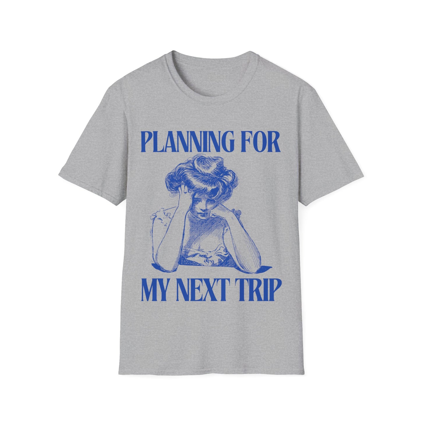 Wanderlust Contemplation: Mental Journey Visualization, Vintage Graphic Design Etching - Unisex Graphic Tee